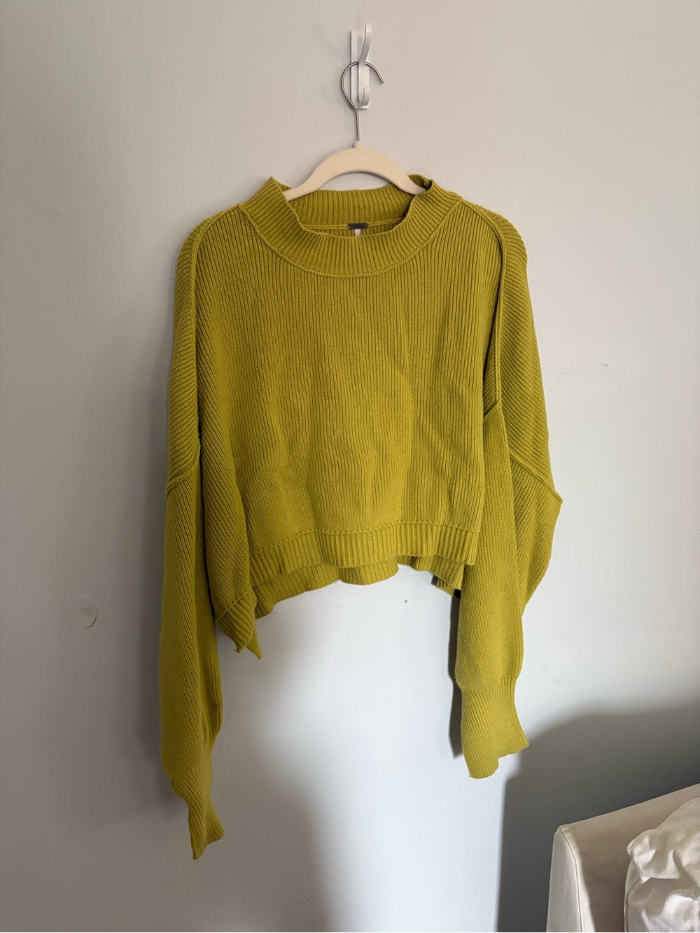 Free People Cropped Ribbed Turtleneck Sweater - Lime